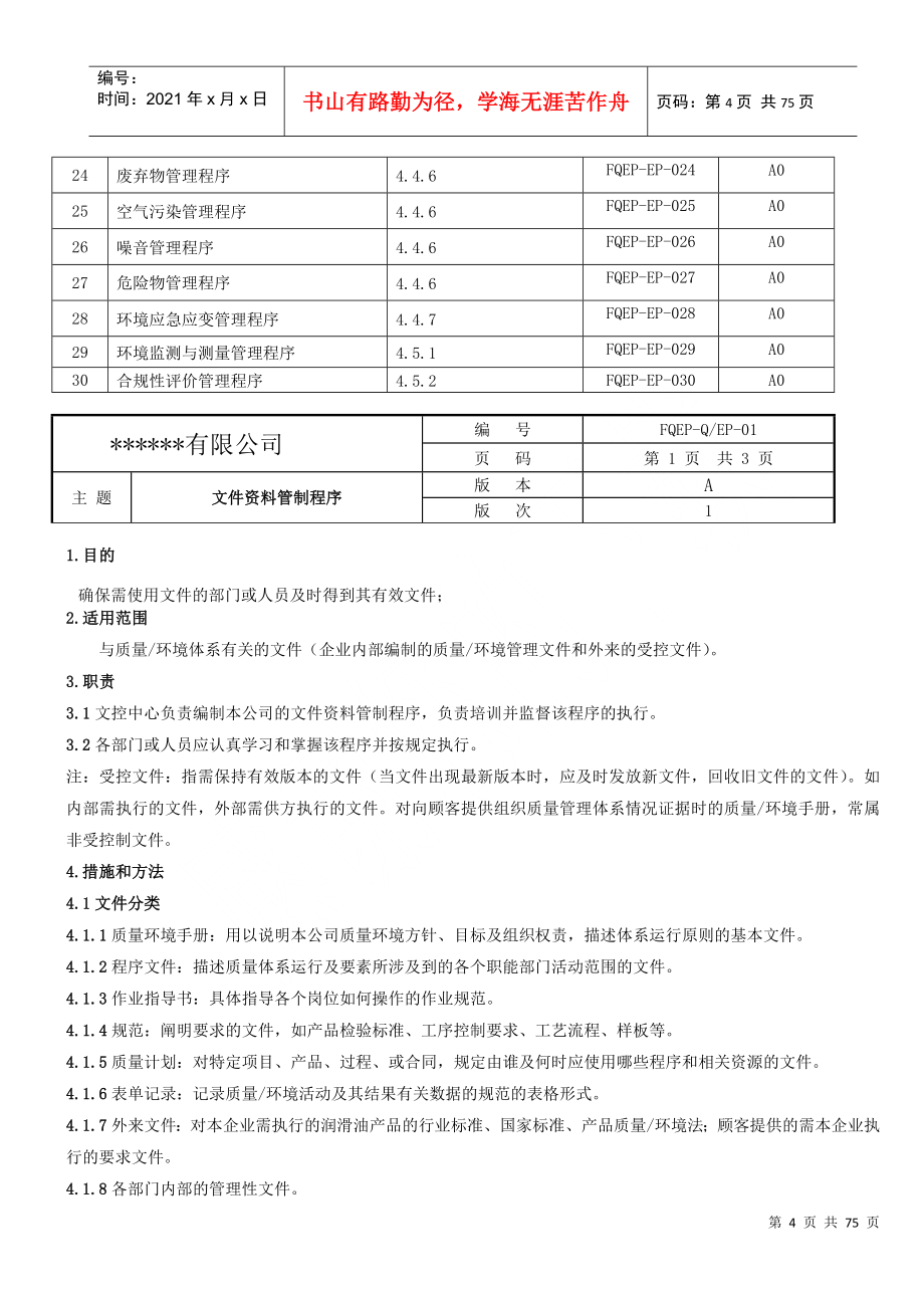 ISO质量环境程序文件(全套、超精细、实用)_第4页