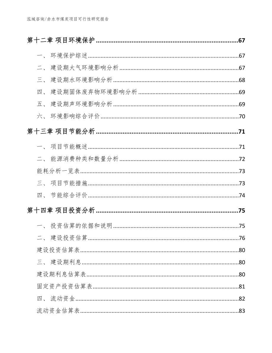 赤水市煤炭项目可行性研究报告【模板范文】_第5页