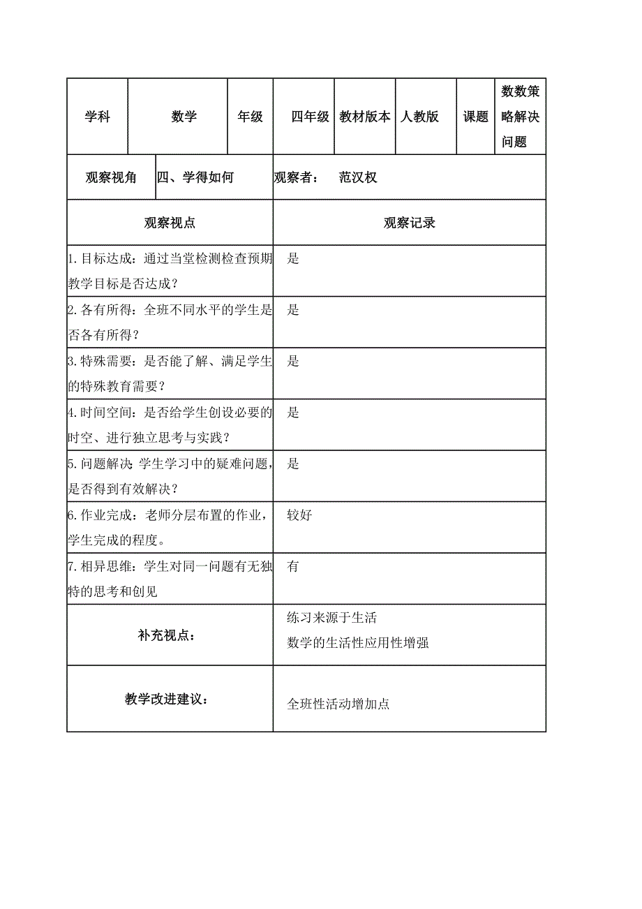 课堂观察记录表单+范汉权_第4页