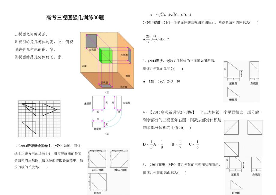 高考三视图强化训练题_第1页