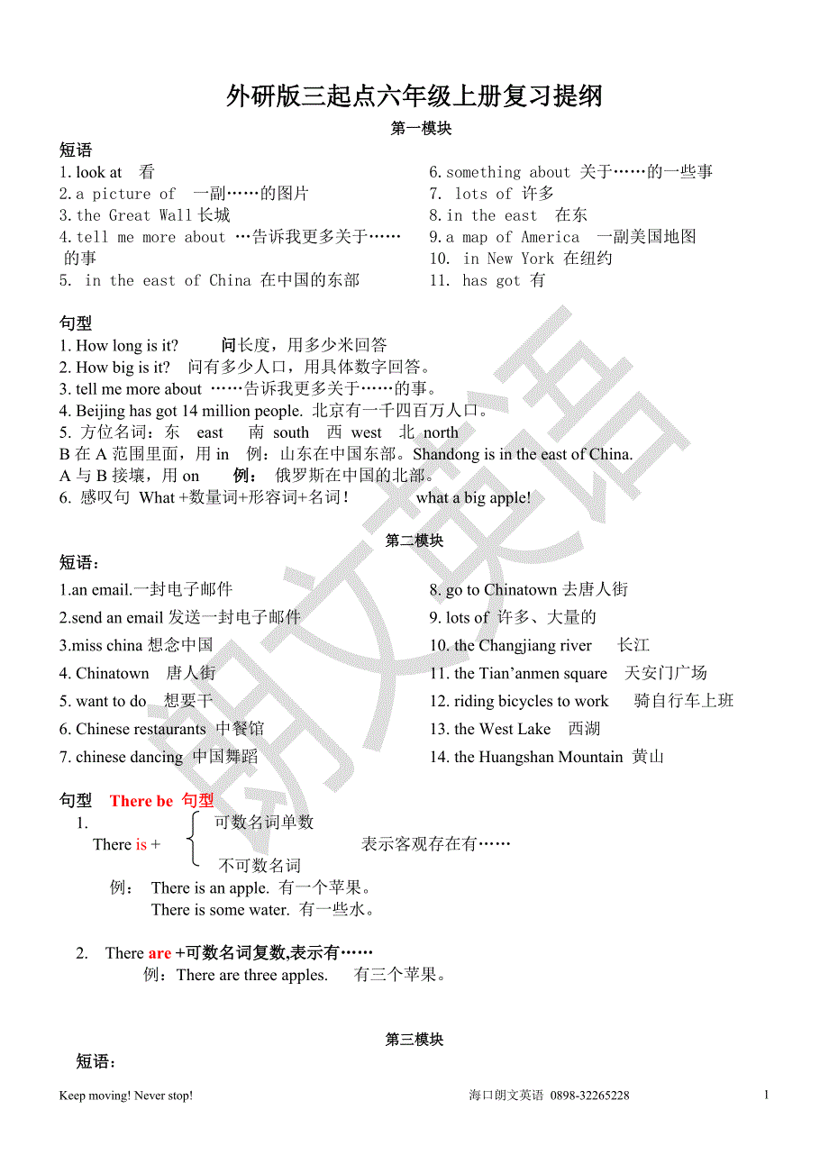 (完整word版)外研版六年级上册复习提纲.doc_第1页