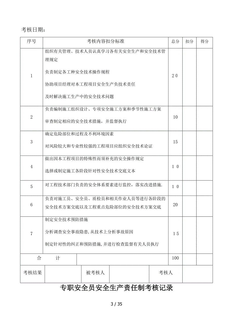 各种安全生产责任制考核记录_第3页