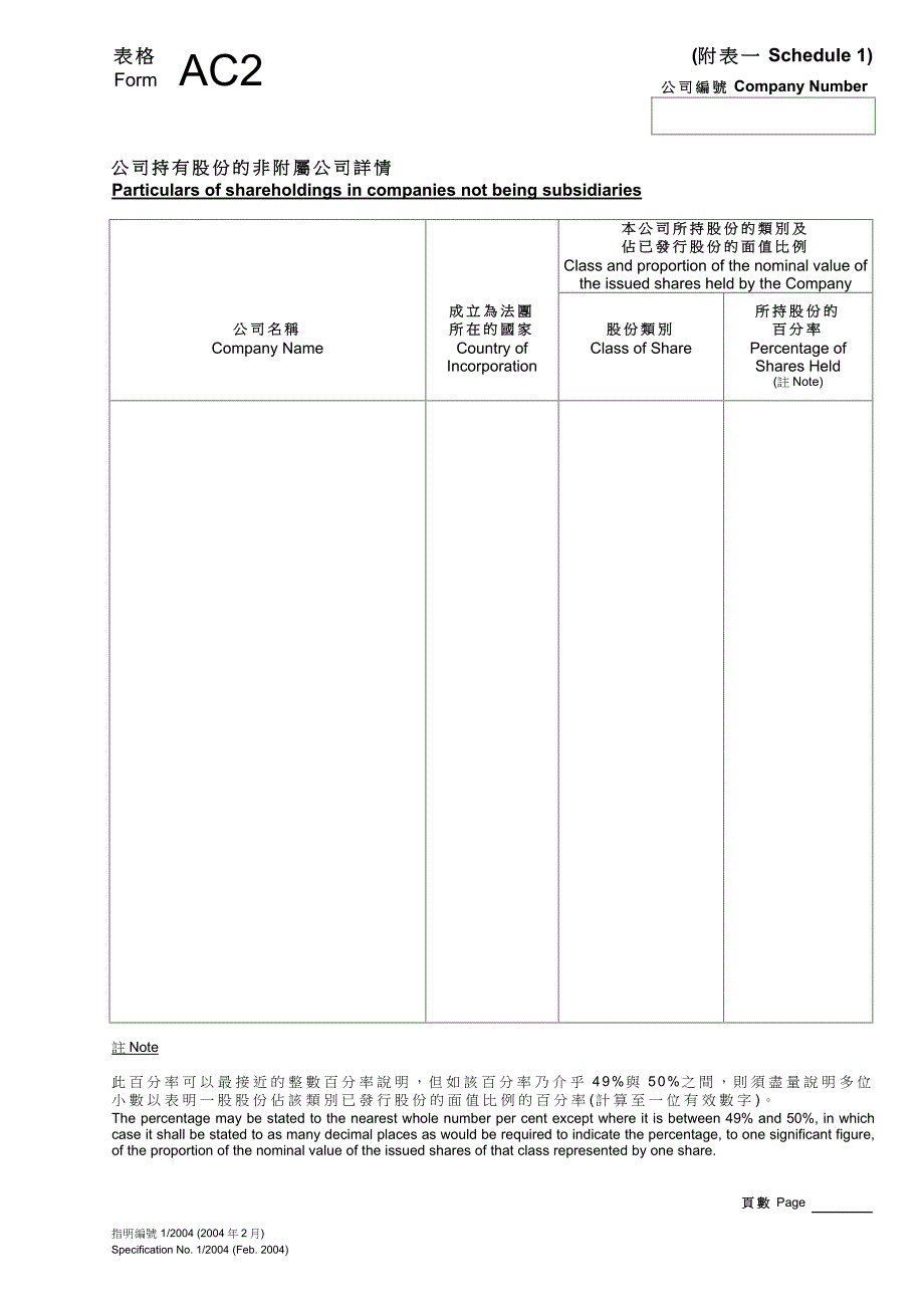 持有非附属公司股份的资料陈述书_第2页