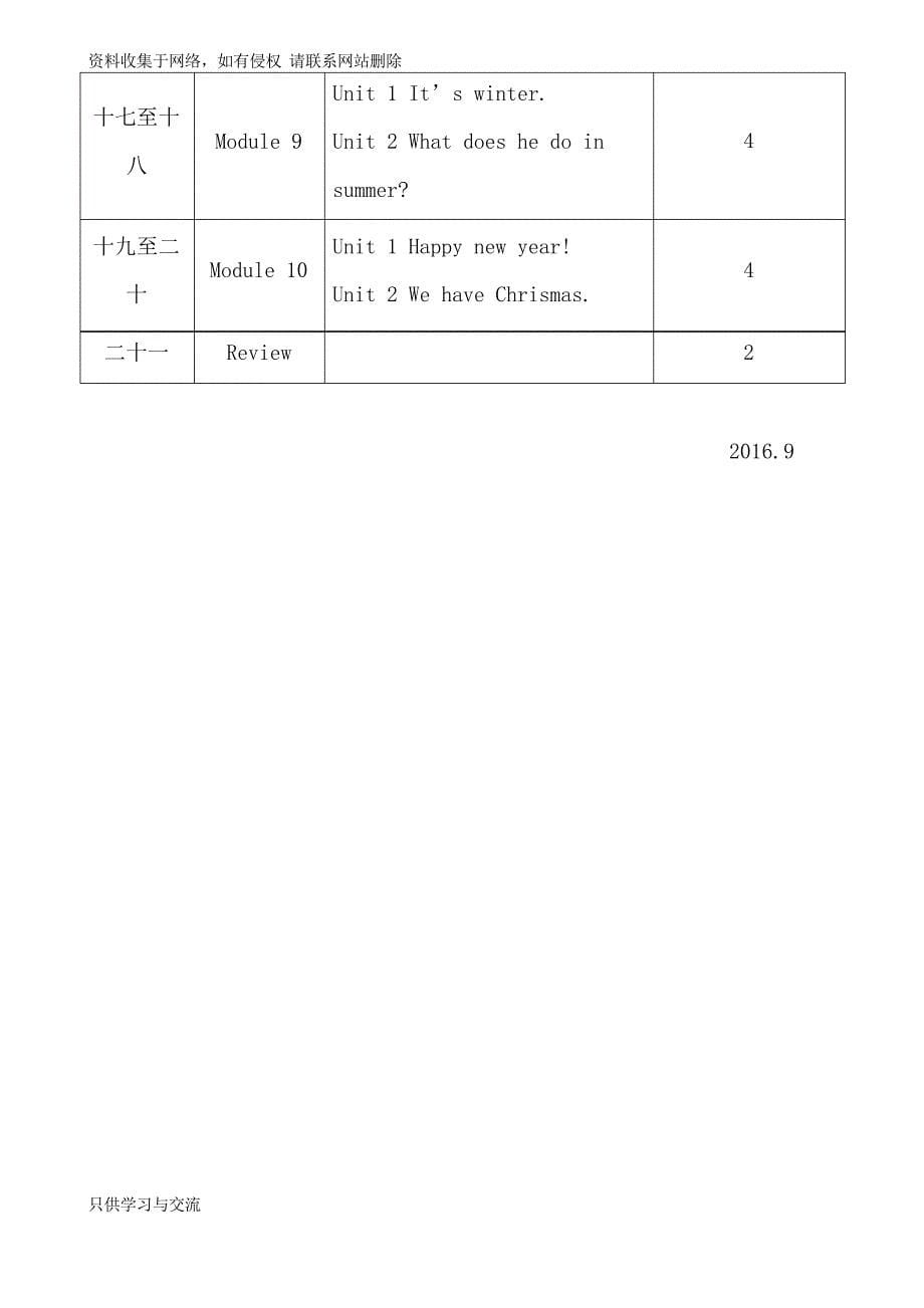 外研版二年级英语上册教学计划_第5页