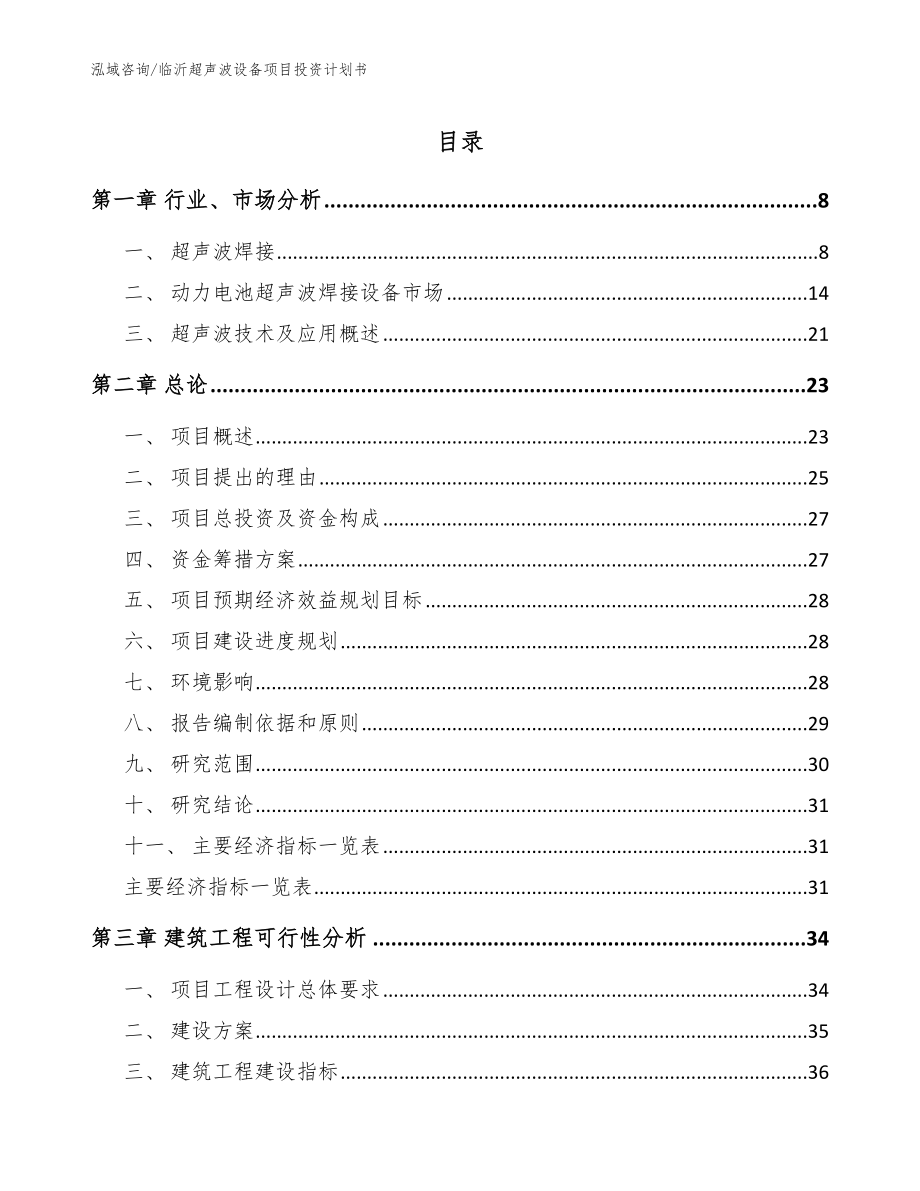 临沂超声波设备项目投资计划书（范文参考）_第1页