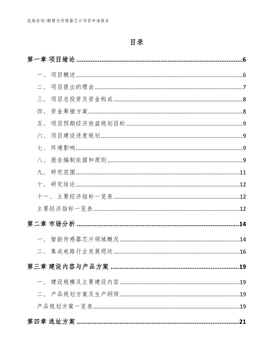 鹤壁光传感器芯片项目申请报告_参考模板_第1页