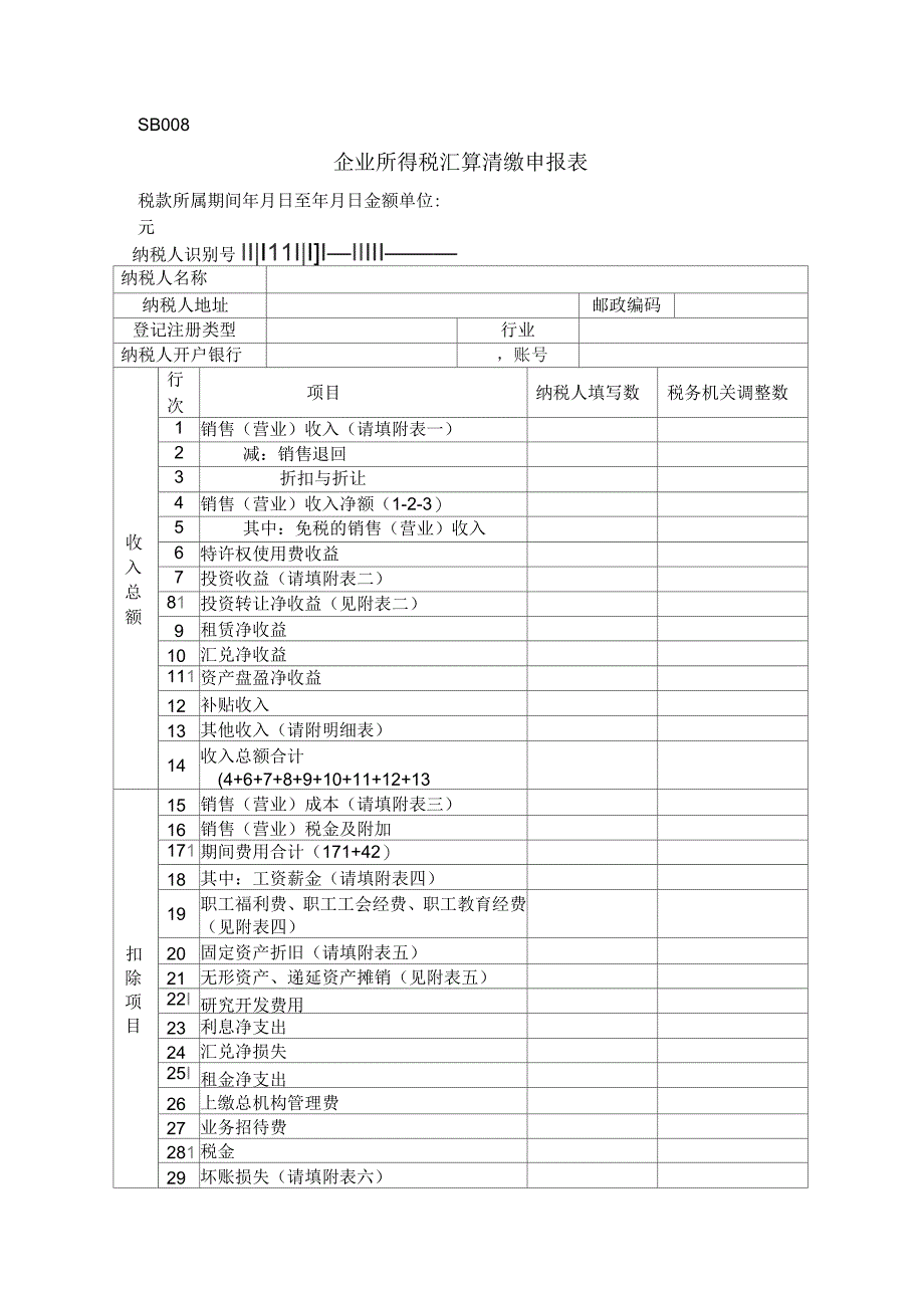 企业所得税汇算清缴申报表_第1页