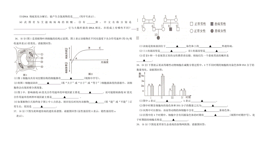 高中生物学业水平测试模拟卷(一)_第4页