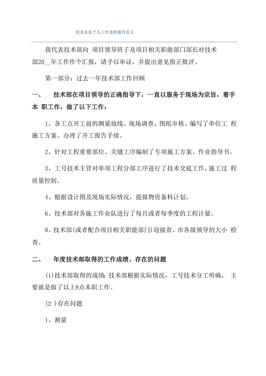 技术总监个人工作述职报告范文_第1页