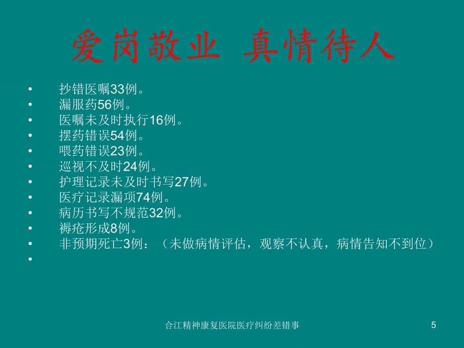 合江精神康复医院医疗纠纷差错事课件_第5页