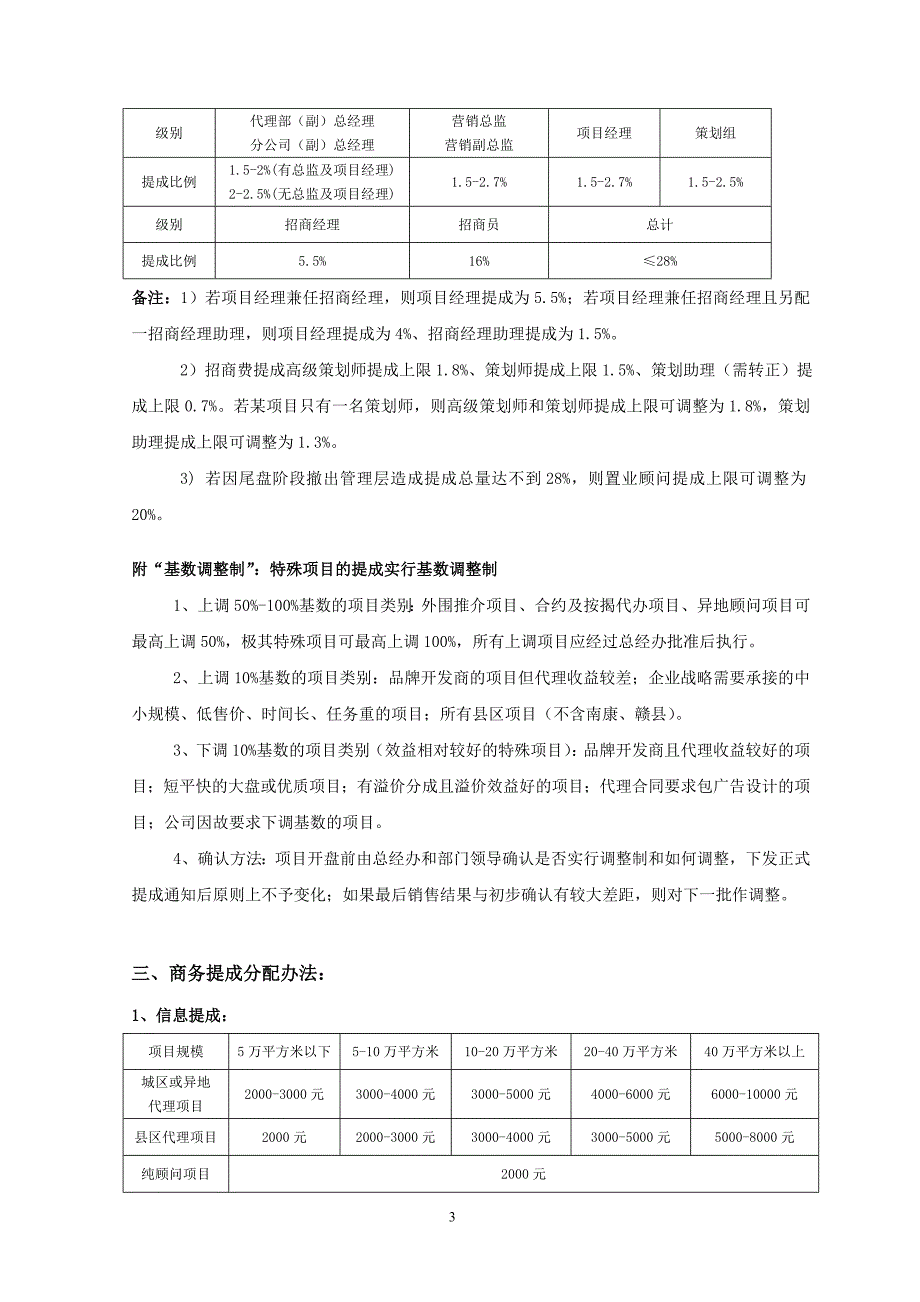 地产顾问公司薪酬、福利及提成标准调整方案_第3页