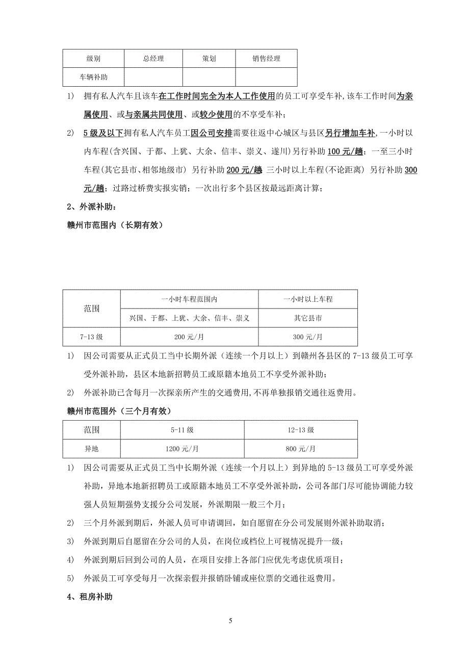 地产顾问公司薪酬、福利及提成标准调整方案_第5页