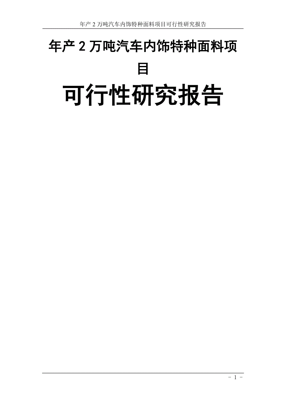 年产2万吨汽车内饰特种面料项目可行性研究报告_第1页