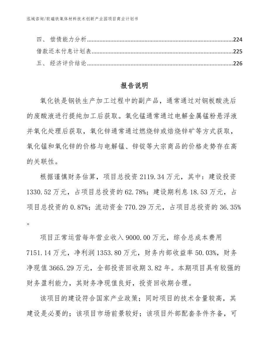 软磁铁氧体材料技术创新产业园项目商业计划书_参考范文_第5页