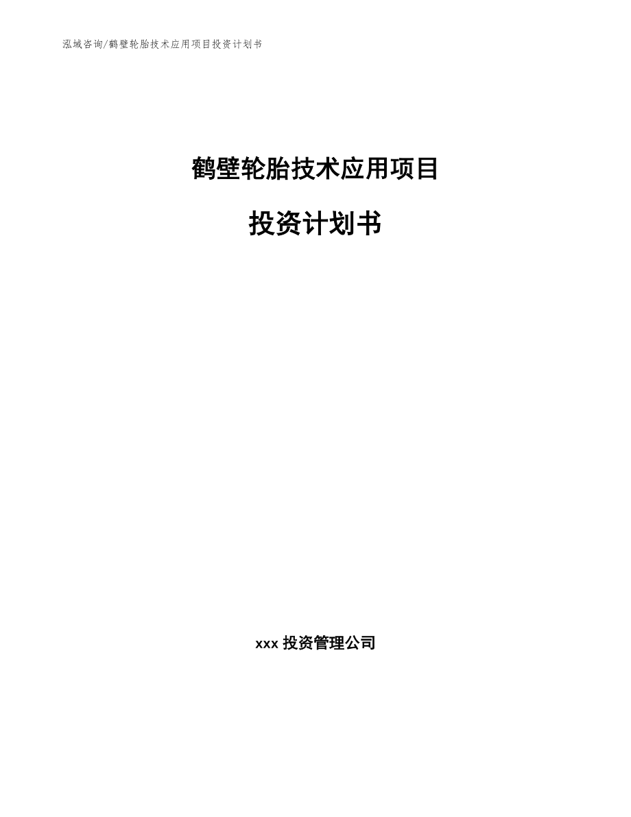 鹤壁轮胎技术应用项目投资计划书（模板）_第1页