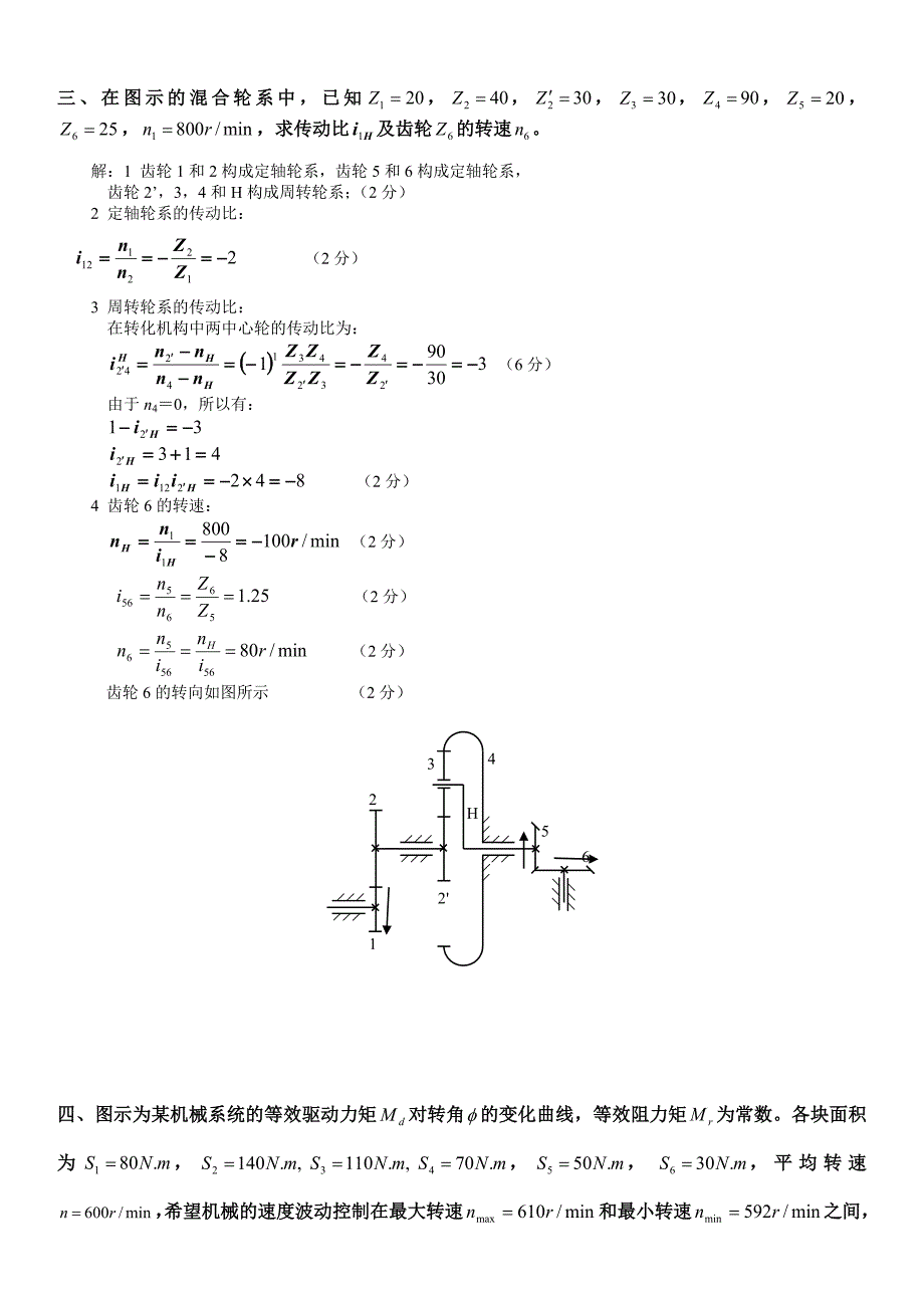 机械原理期末模拟试题答案_第2页