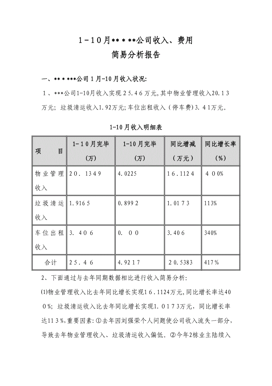 物业半年度财务分析报告12_第1页