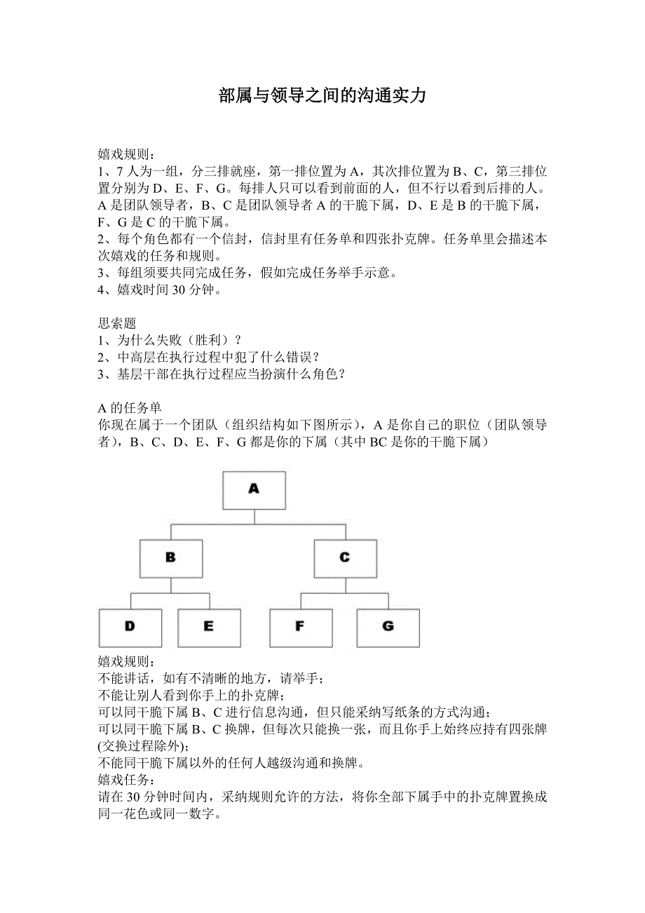 培训扑克牌游戏(部属与领导沟通练习)_第1页