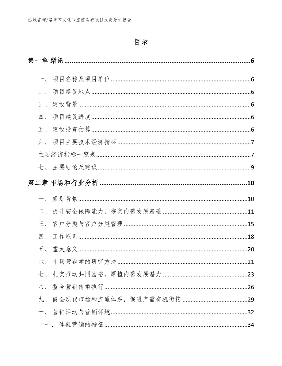 洛阳市文化和旅游消费项目投资分析报告模板参考_第1页