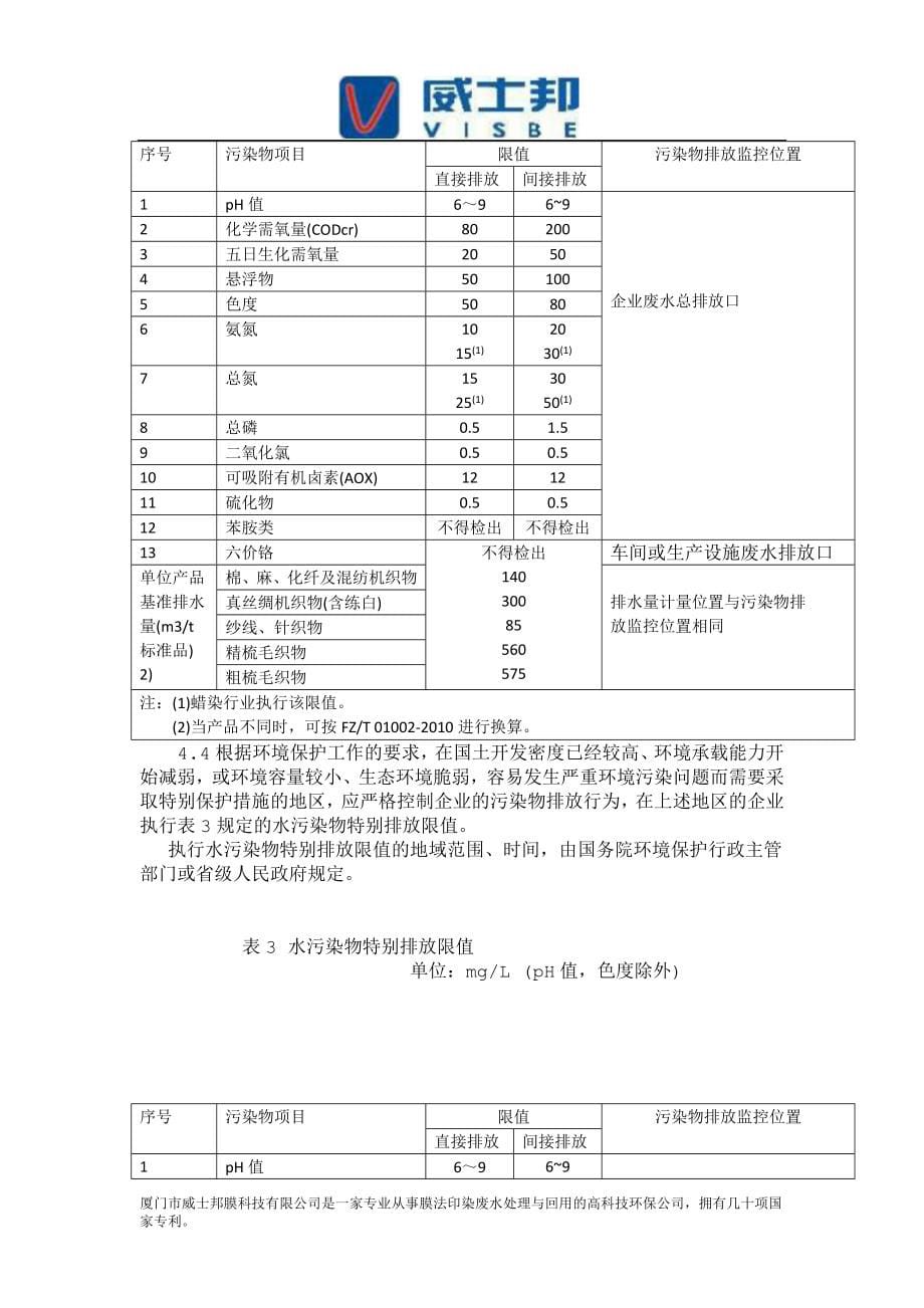 纺织染整工业水污染物排放标准_第5页