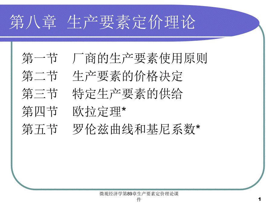 微观经济学第89章生产要素定价理论课件_第1页