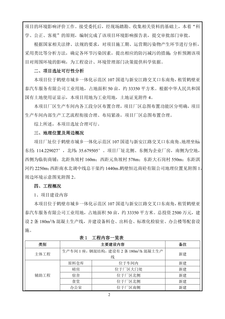 鹤壁恒达商砼有限公司年产100万方混凝土搅拌站项目环境影响报告.doc_第2页