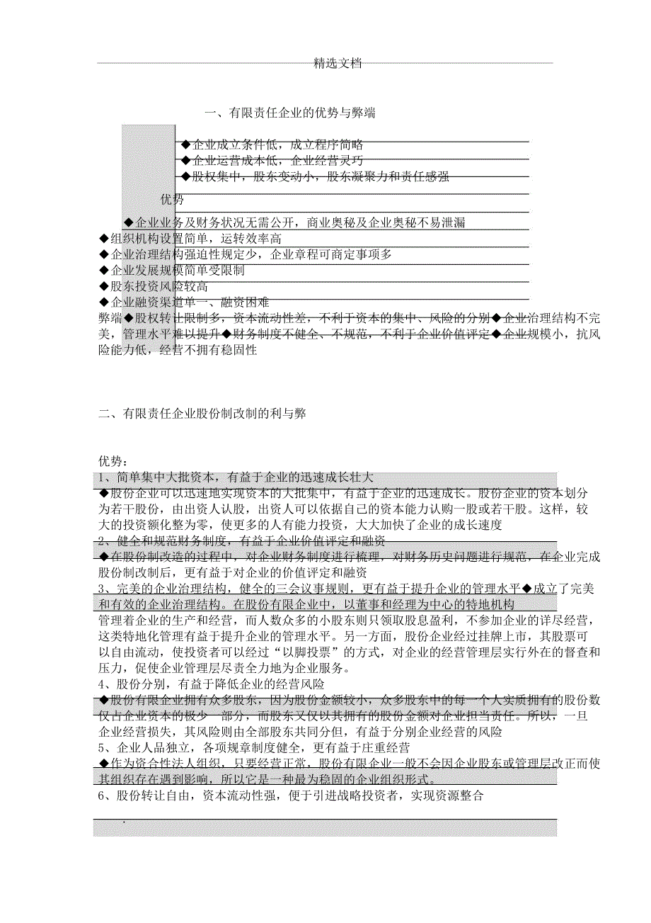 有限责任公司及股份有限公司优缺点对比.docx_第1页