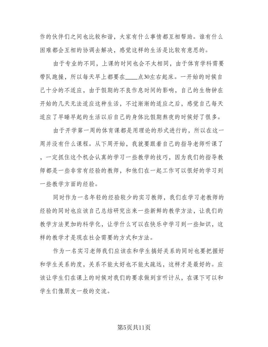 顶岗实习生个人工作总结参考样本（4篇）.doc_第5页