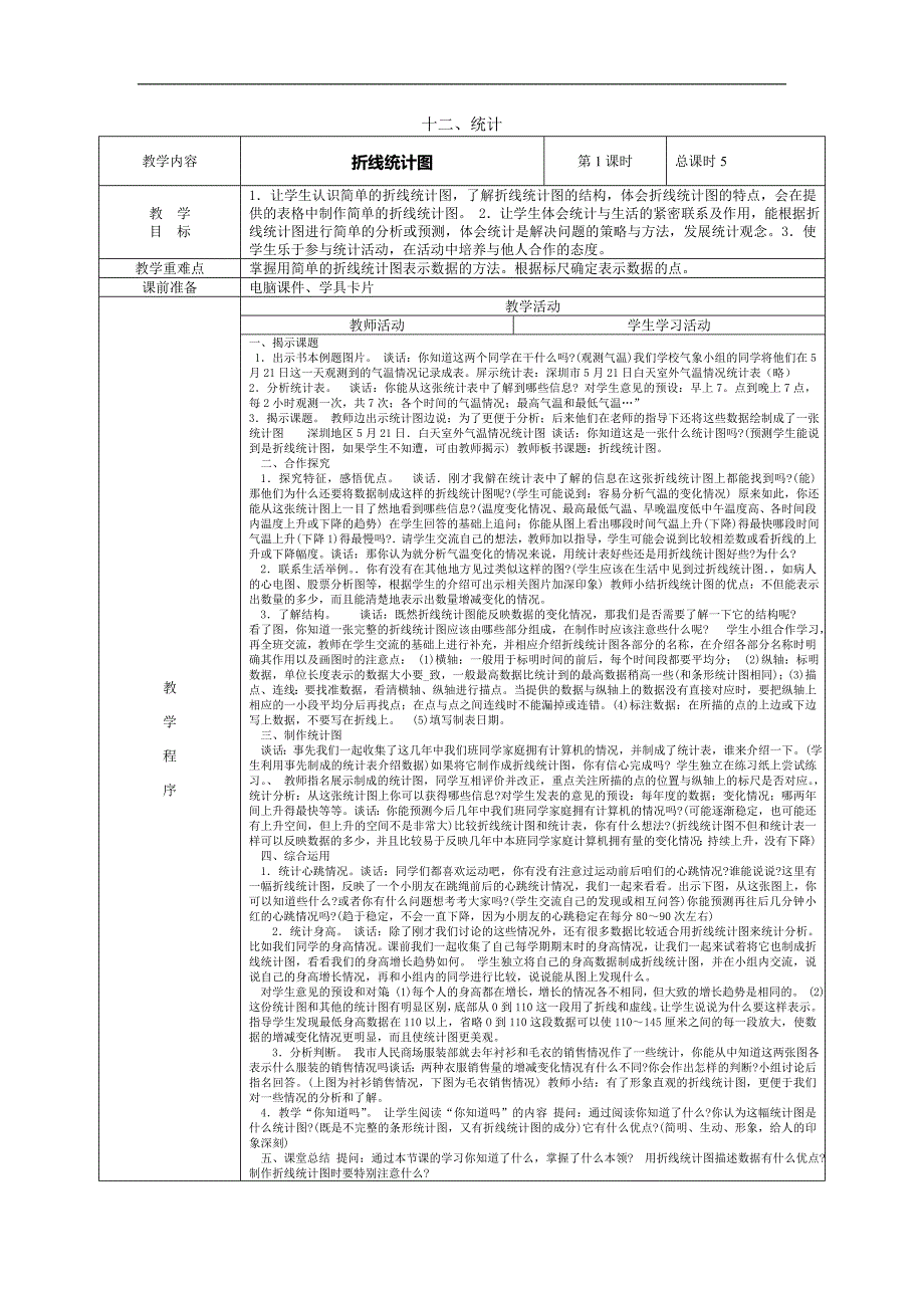 苏教版四年级数学折线统计图.doc_第1页