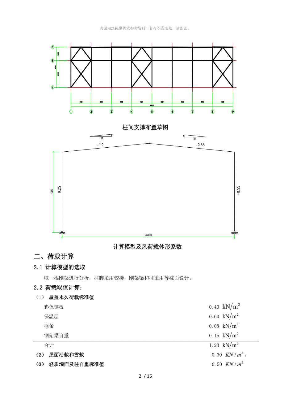 轻型门式钢架课程设计计算书_第2页