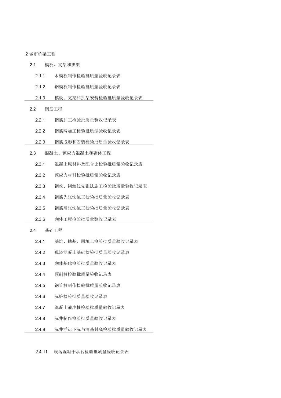 市政桥梁工程质量检验批全套表格模板_第1页