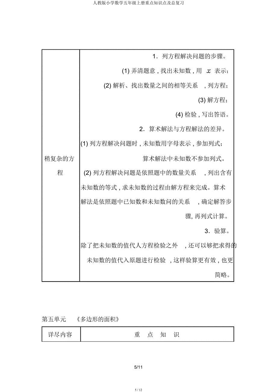 人教小学数学五年级上册重点知识点及总复习.docx_第5页