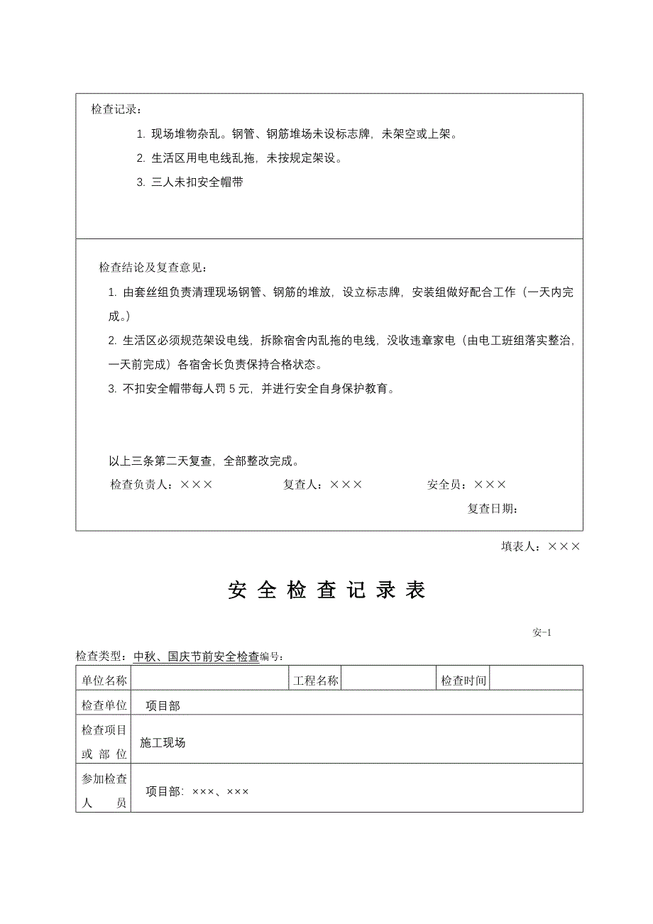 安全检查记录表范例_第2页