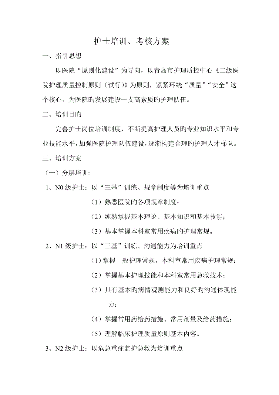 护士分层培训专题方案_第1页
