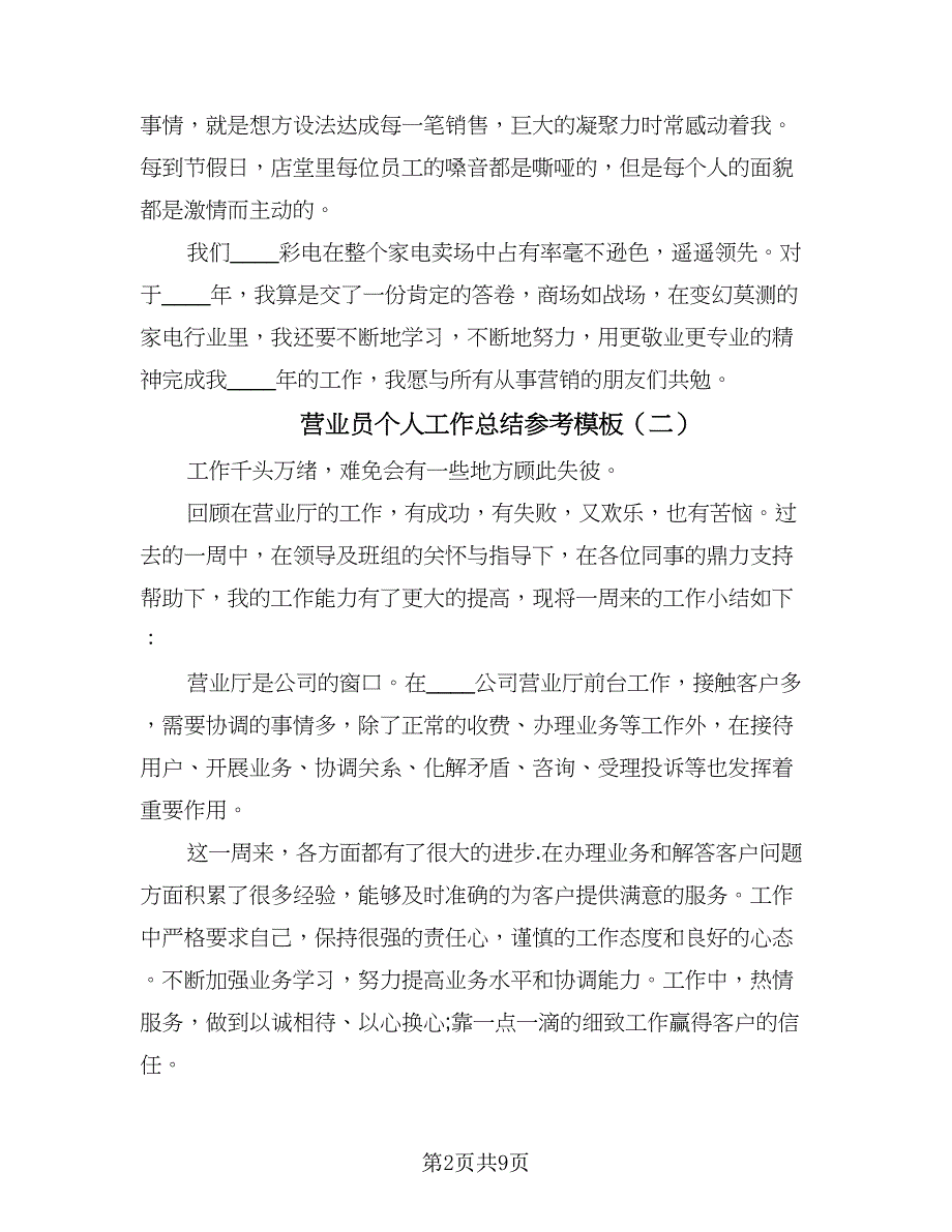 营业员个人工作总结参考模板（5篇）.doc_第2页