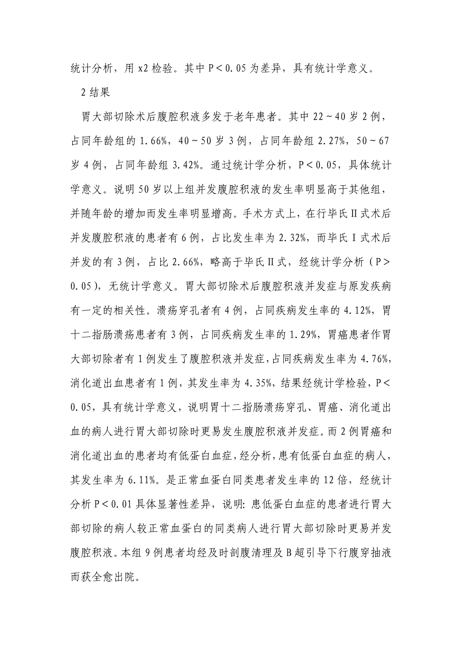 胃大部切除术后腹腔积液的临床观察与分析_第3页