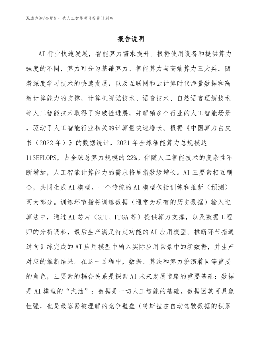 合肥新一代人工智能项目投资计划书_第1页