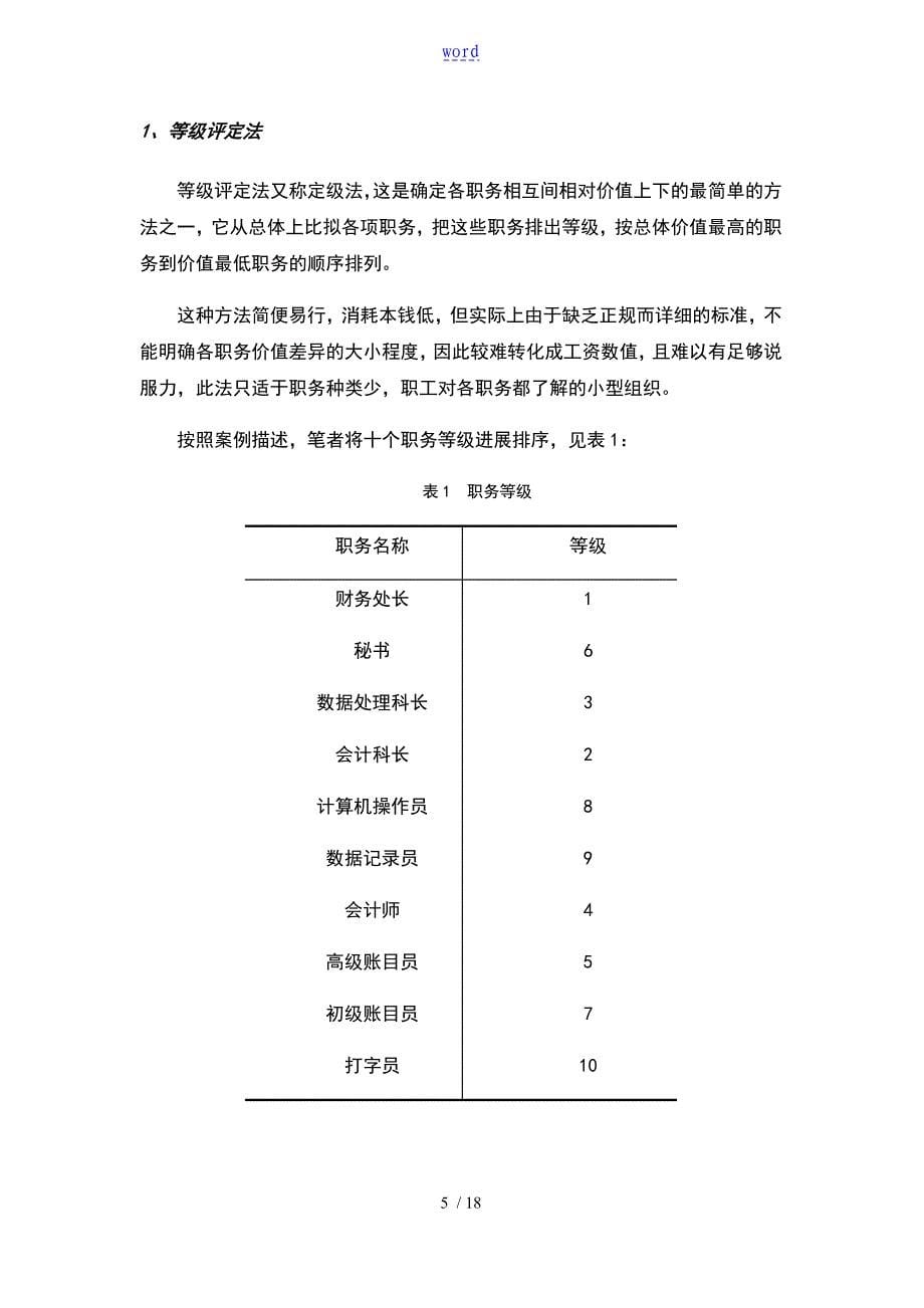 人力资源的案例：企业的内部职务及工资结构设计_第5页