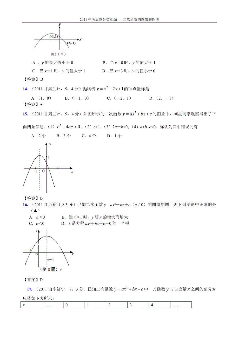 17A二次函数的图象和性质_第4页