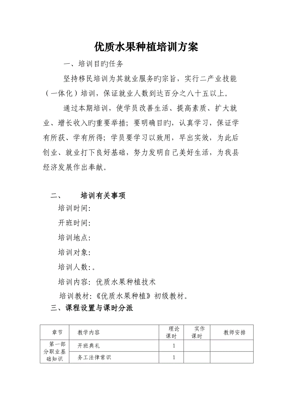 优质水果种植培训方案_第1页