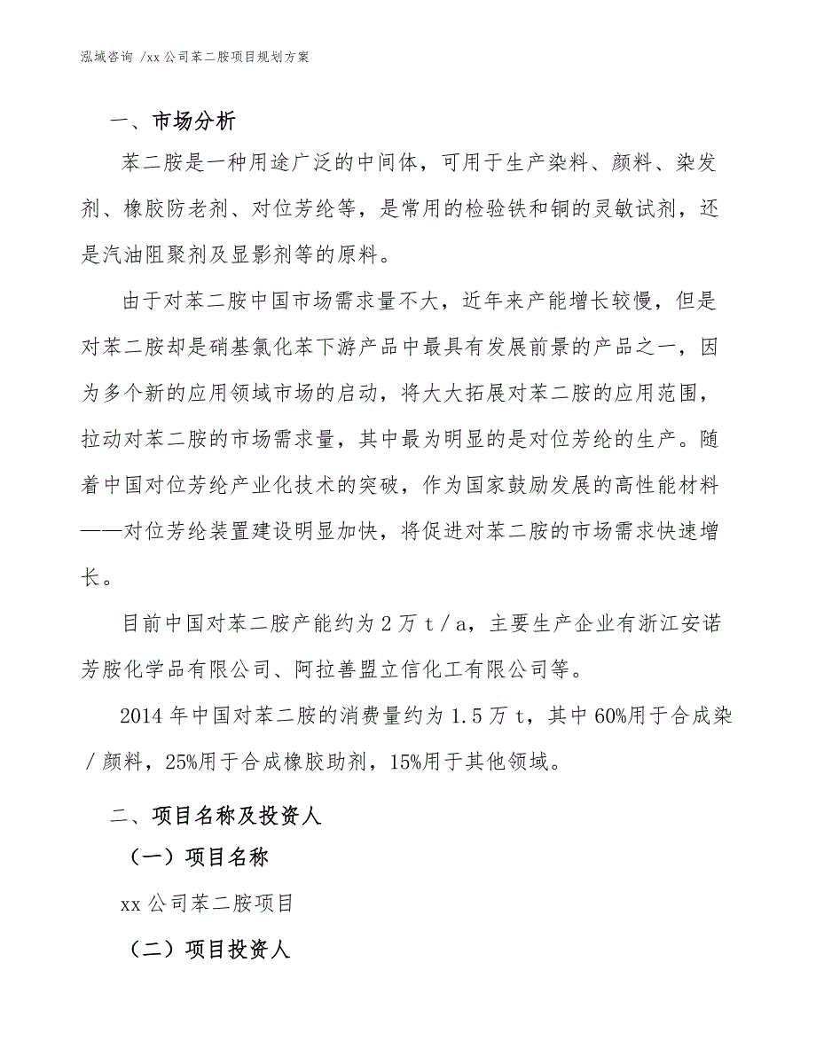 xx公司苯二胺项目规划方案（参考模板）_第3页