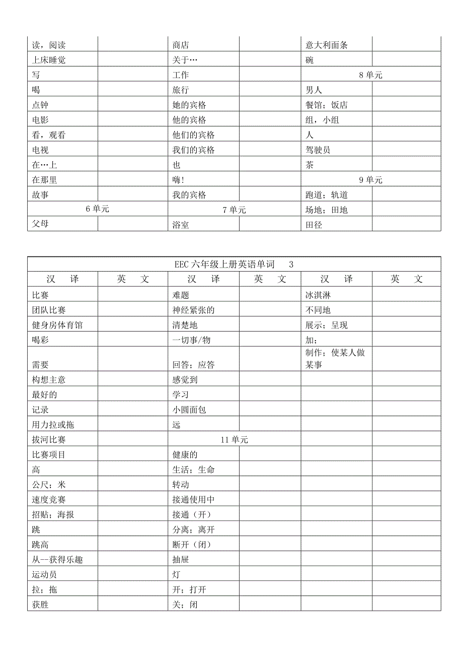 EEC六年级上册英语单词 （精选可编辑）.DOCX_第3页