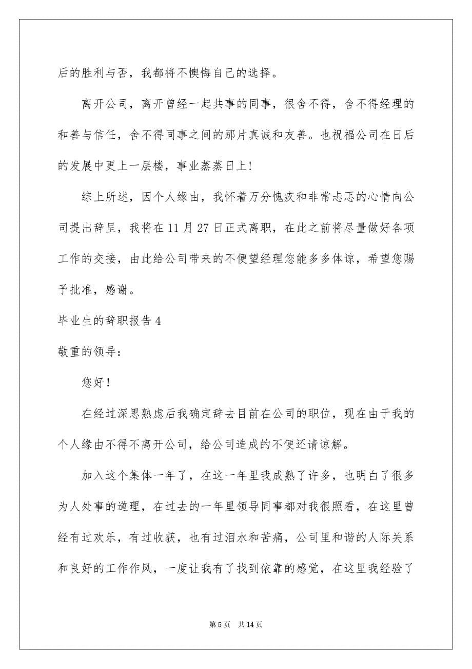 毕业生的辞职报告_第5页