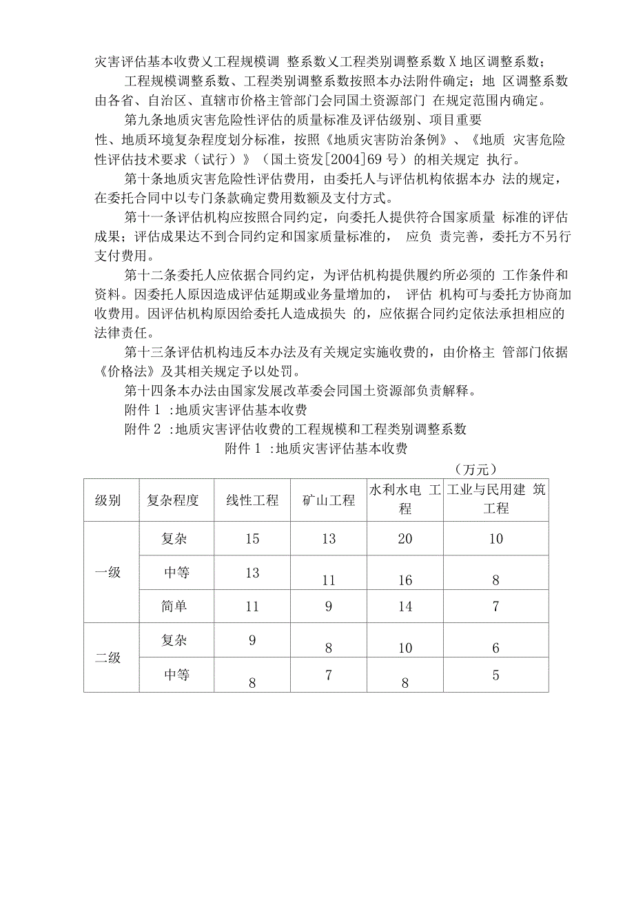 地质灾害危险性评估收费管理办法(完整版)_第2页