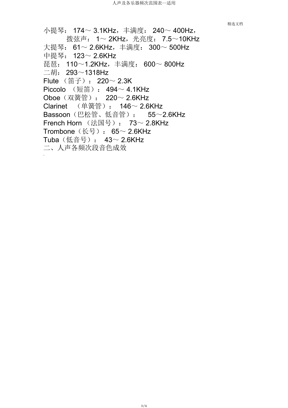 人声及各乐器频率范围表实用.doc_第3页