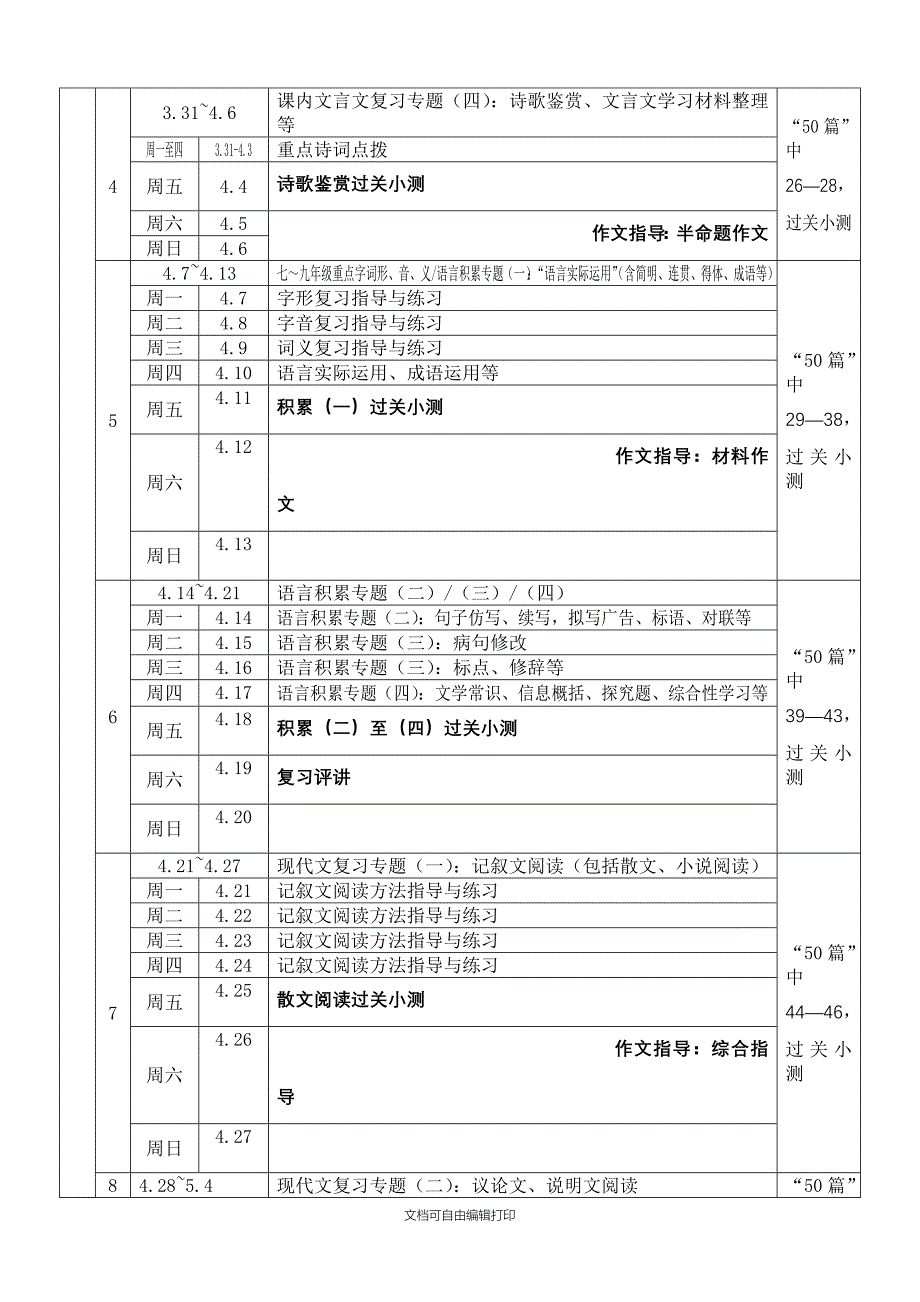 音德尔五中复习计划_第4页