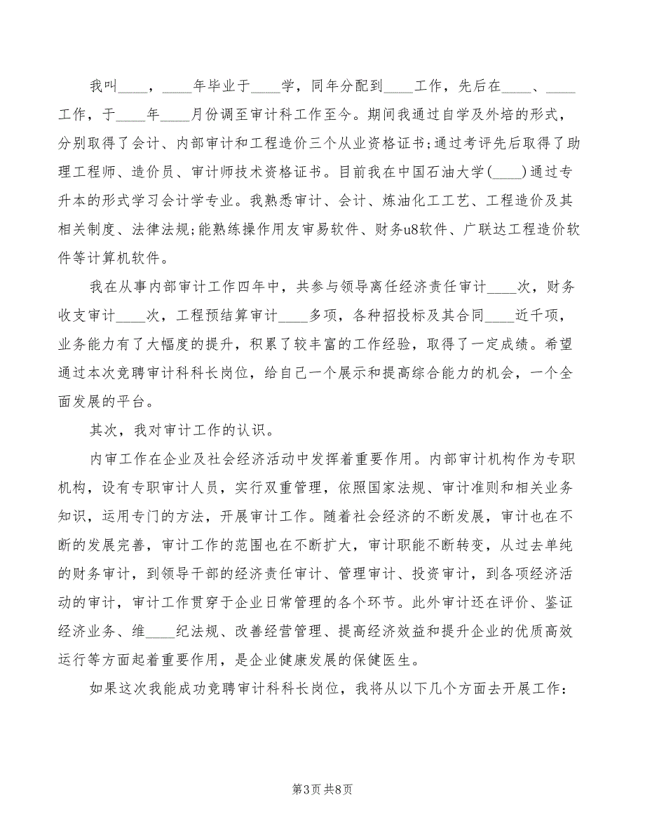 2022年审计竞聘演讲稿范文_第3页