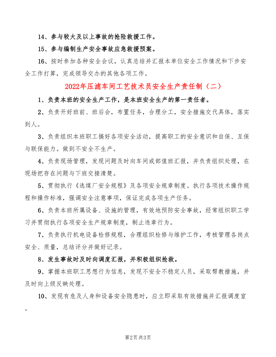 2022年压滤车间工艺技术员安全生产责任制_第2页