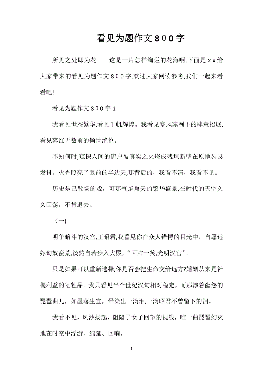 看见为题作文800字_第1页