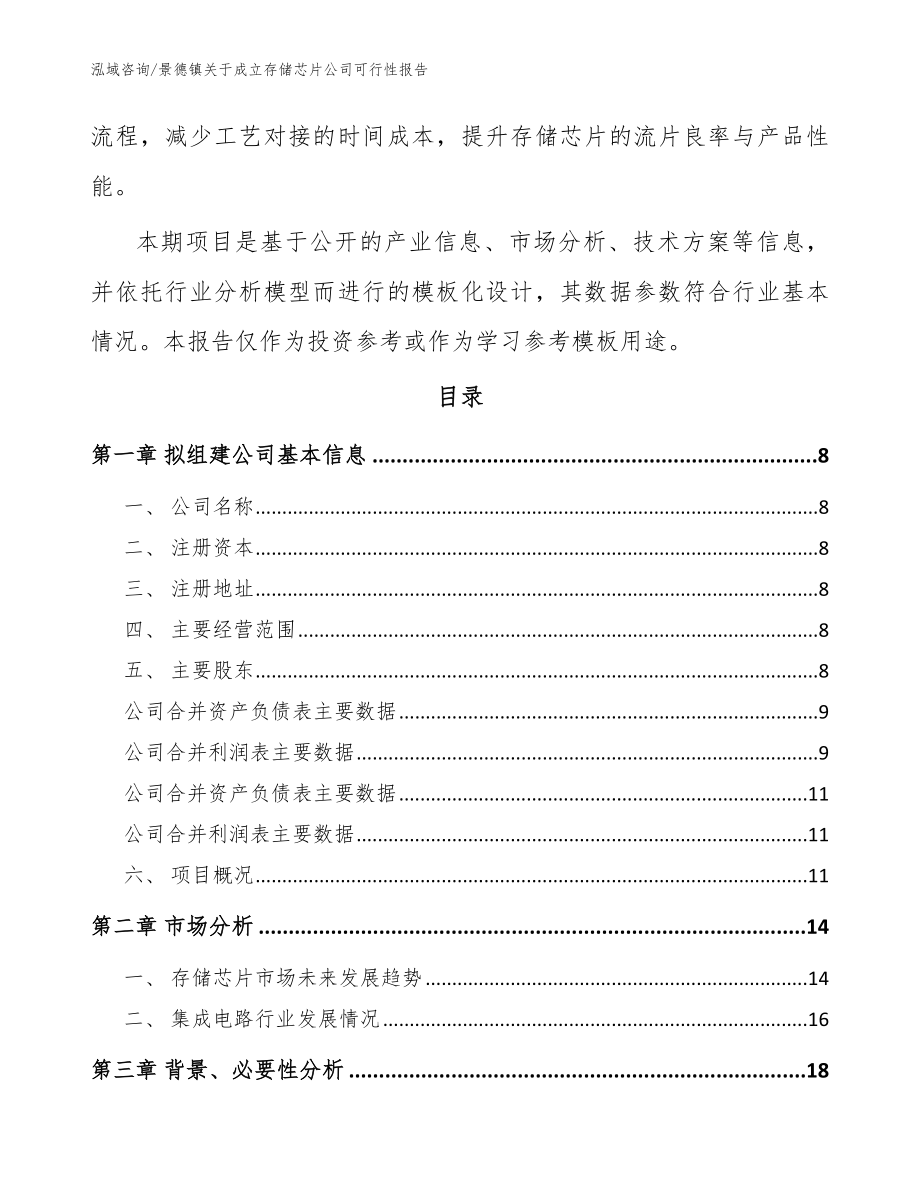 景德镇关于成立存储芯片公司可行性报告（模板范本）_第3页